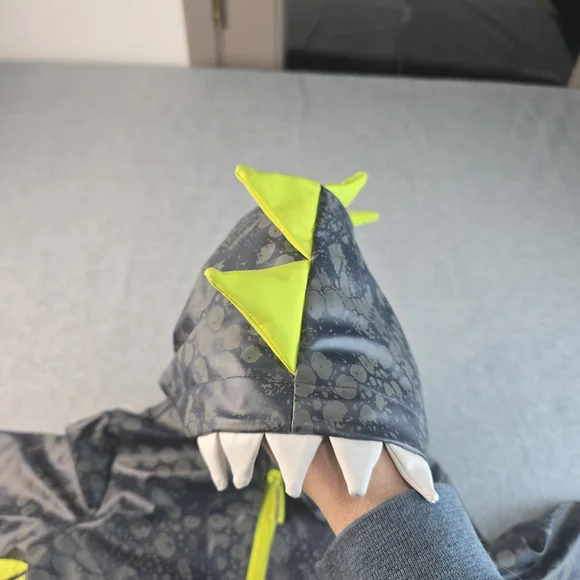 Cat & Jack Kids Hooded Dinosaur Rain Jacket with Neon Accents 5T - Picture 8 of 15